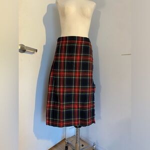 Vintage wrap plaid skirt with buckle details on both sides